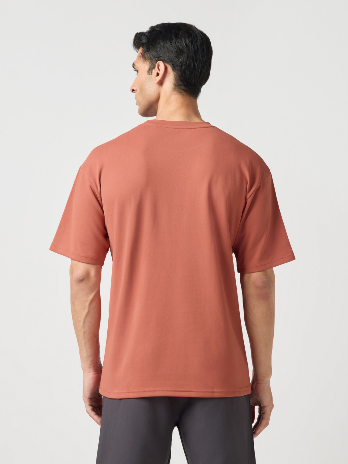 Image of TECHNOSPORT Solid Men Crew Neck Orange T-Shirt