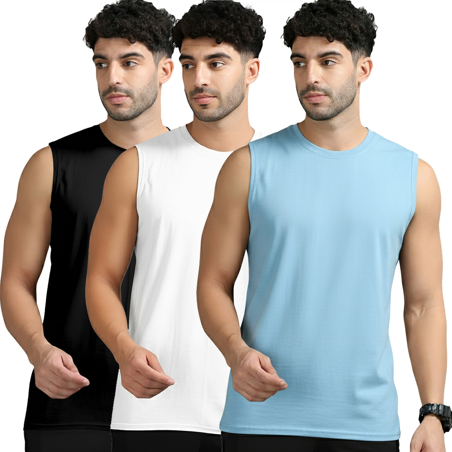 Image of Jangoboy Solid Men Round Neck Multicolor T-Shirt