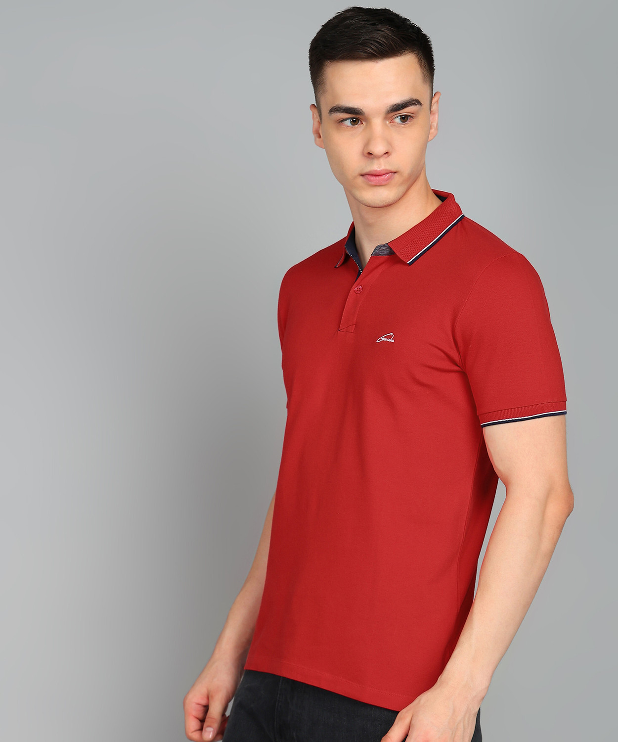 Image of Gaucha Solid Men Polo Neck Red T-Shirt