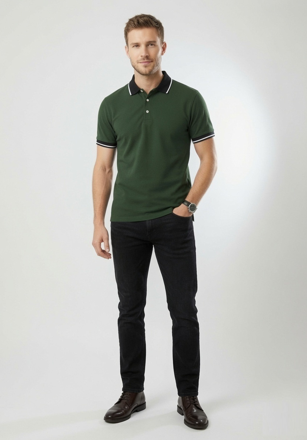 Image of true habit Self Design Men Polo Neck Red T-Shirt