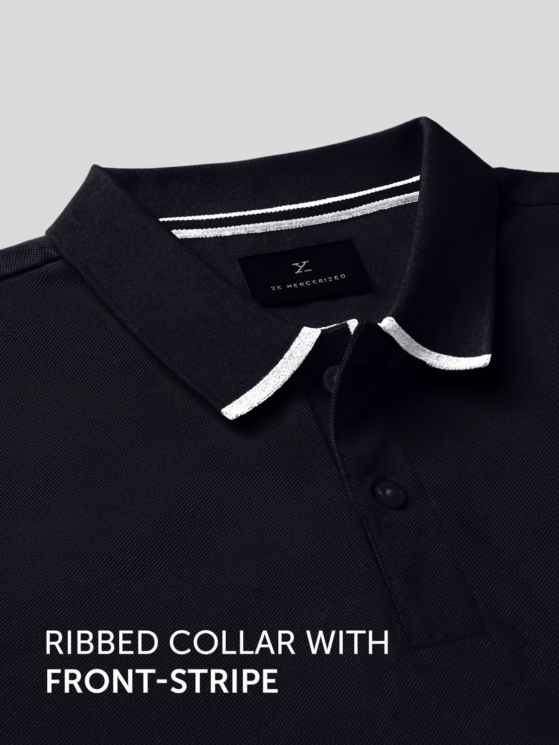 Image of XYXX Solid Men Polo Neck Black T-Shirt