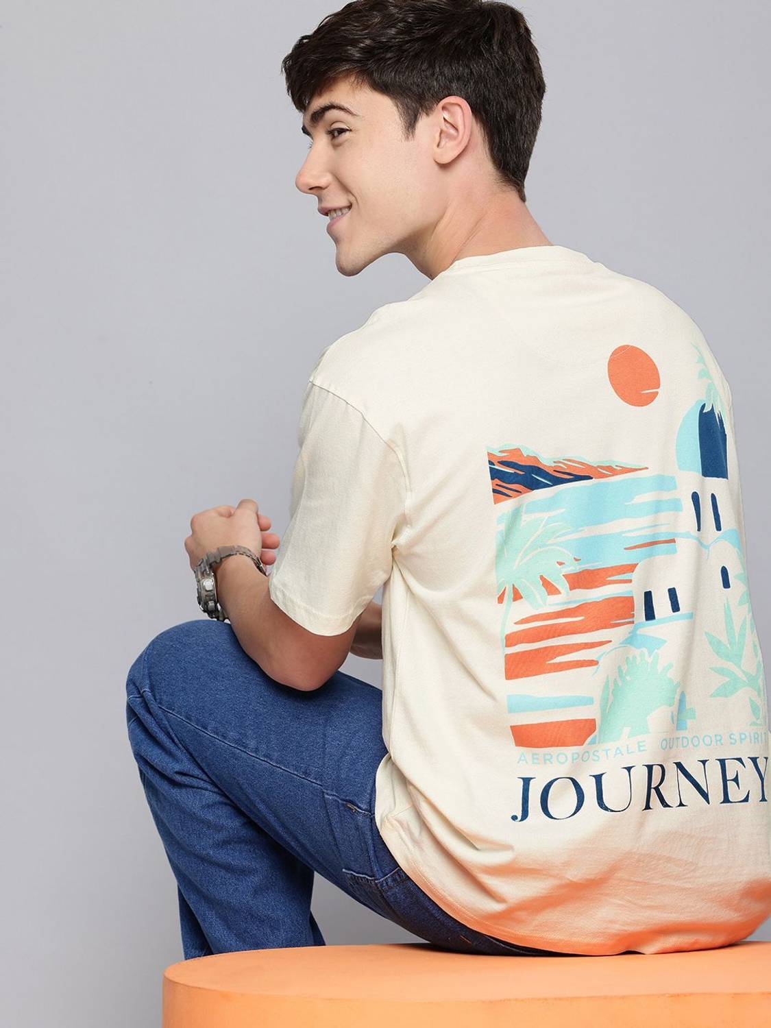 AEROPOSTALE Printed Men Round Neck White T-Shirt