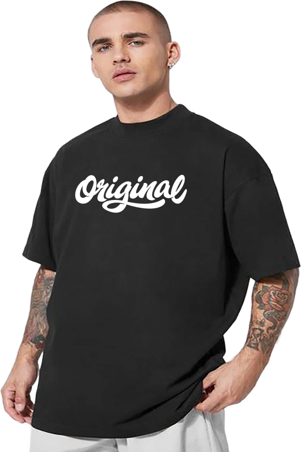 Image of London Hills Printed Men Round Neck Black T-Shirt