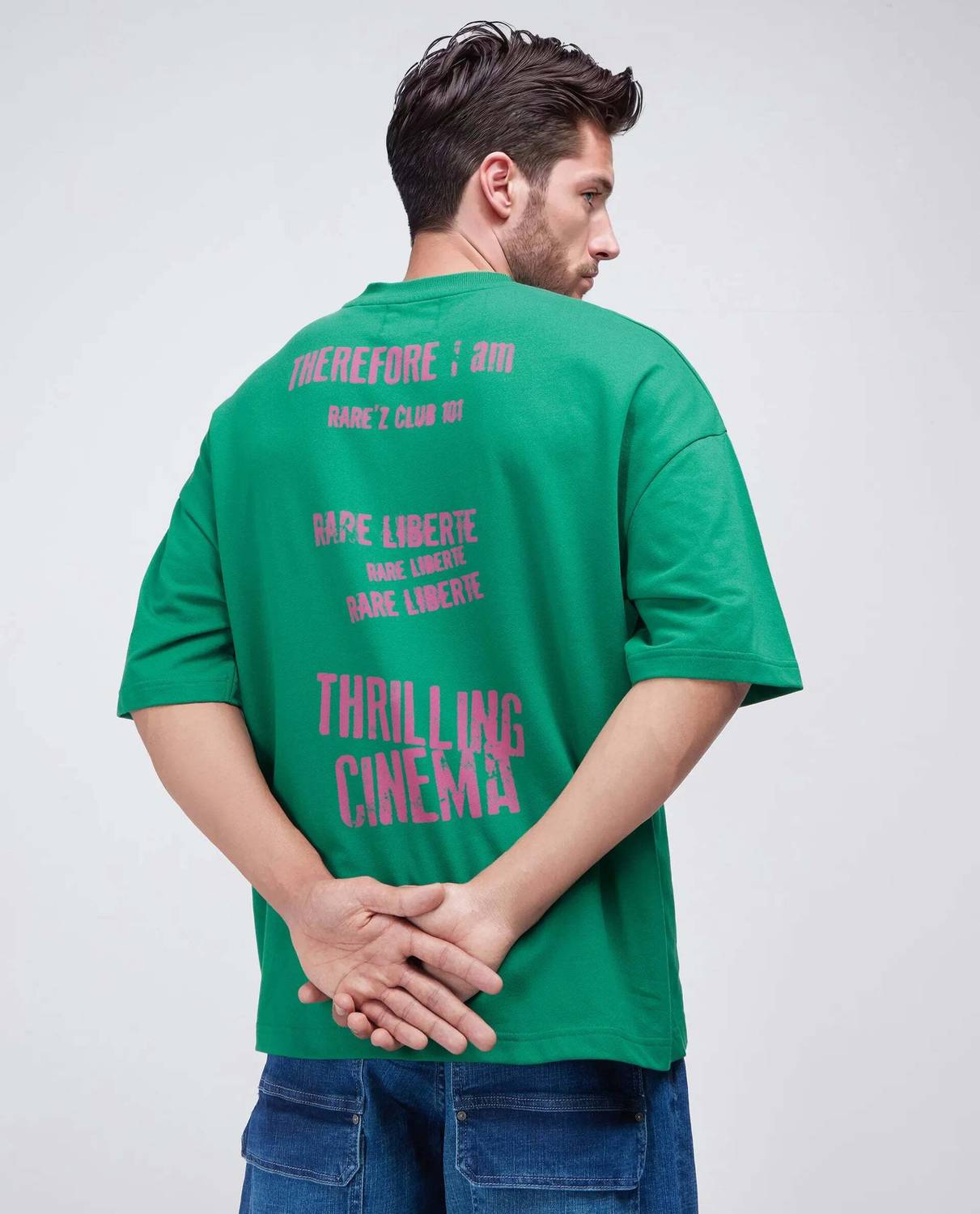 RARE RABBIT Men Graphic Print Round Neck Pure Cotton Green T-Shir