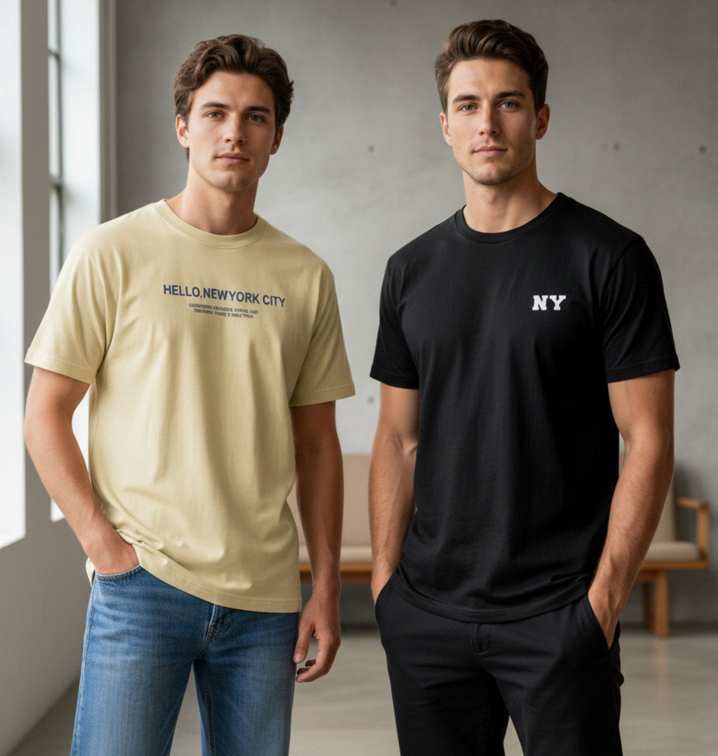 Image of FLYIND VOGUE OUTFIT Printed Men Round Neck Beige, Black T-Shirt