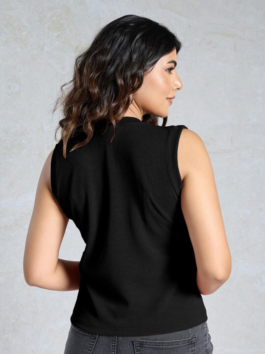 Image of BEELLO STYLE Casual Solid Women Black Top