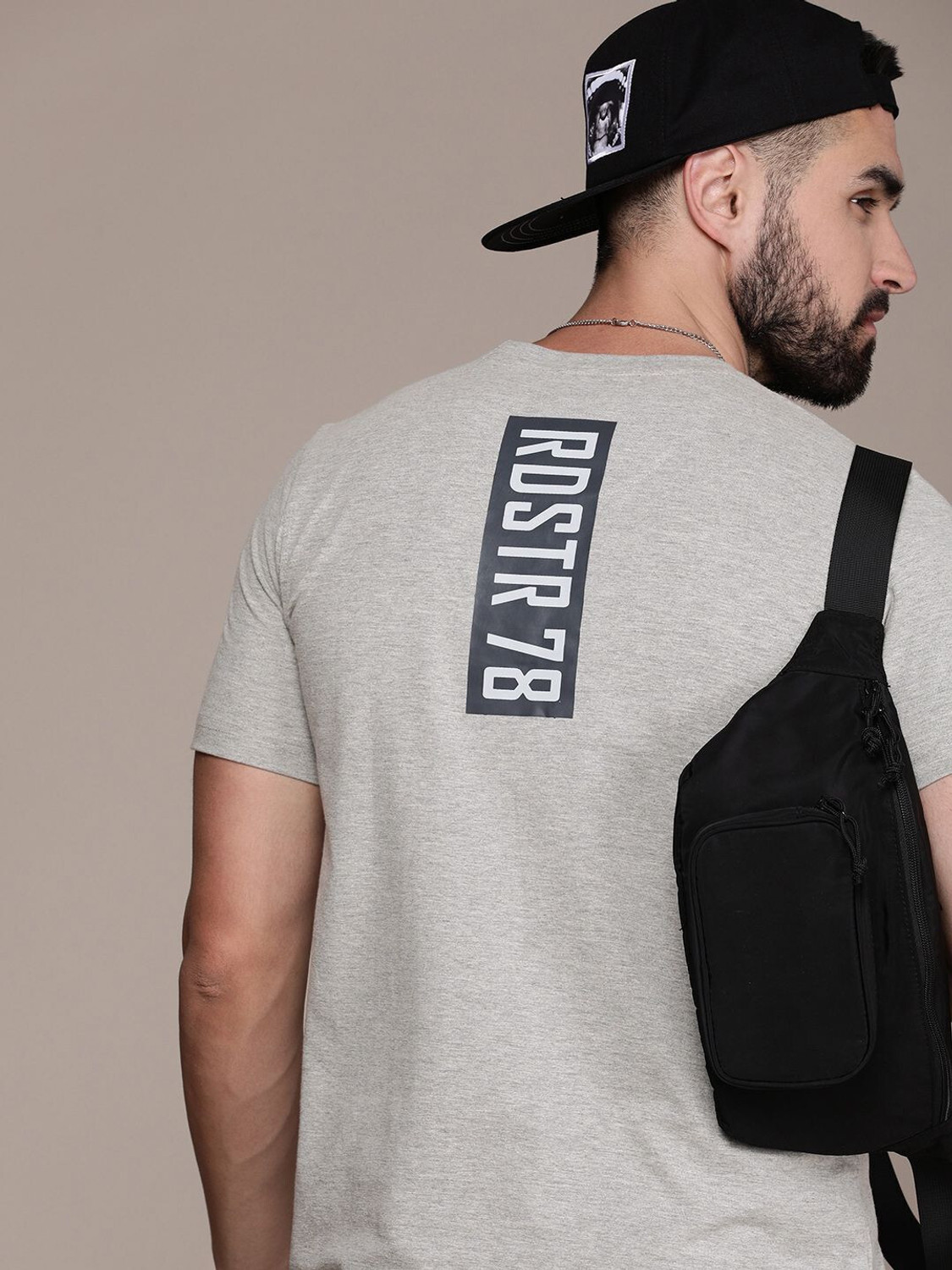 Image of Roadster Printed Men Round Neck Grey T-Shirt