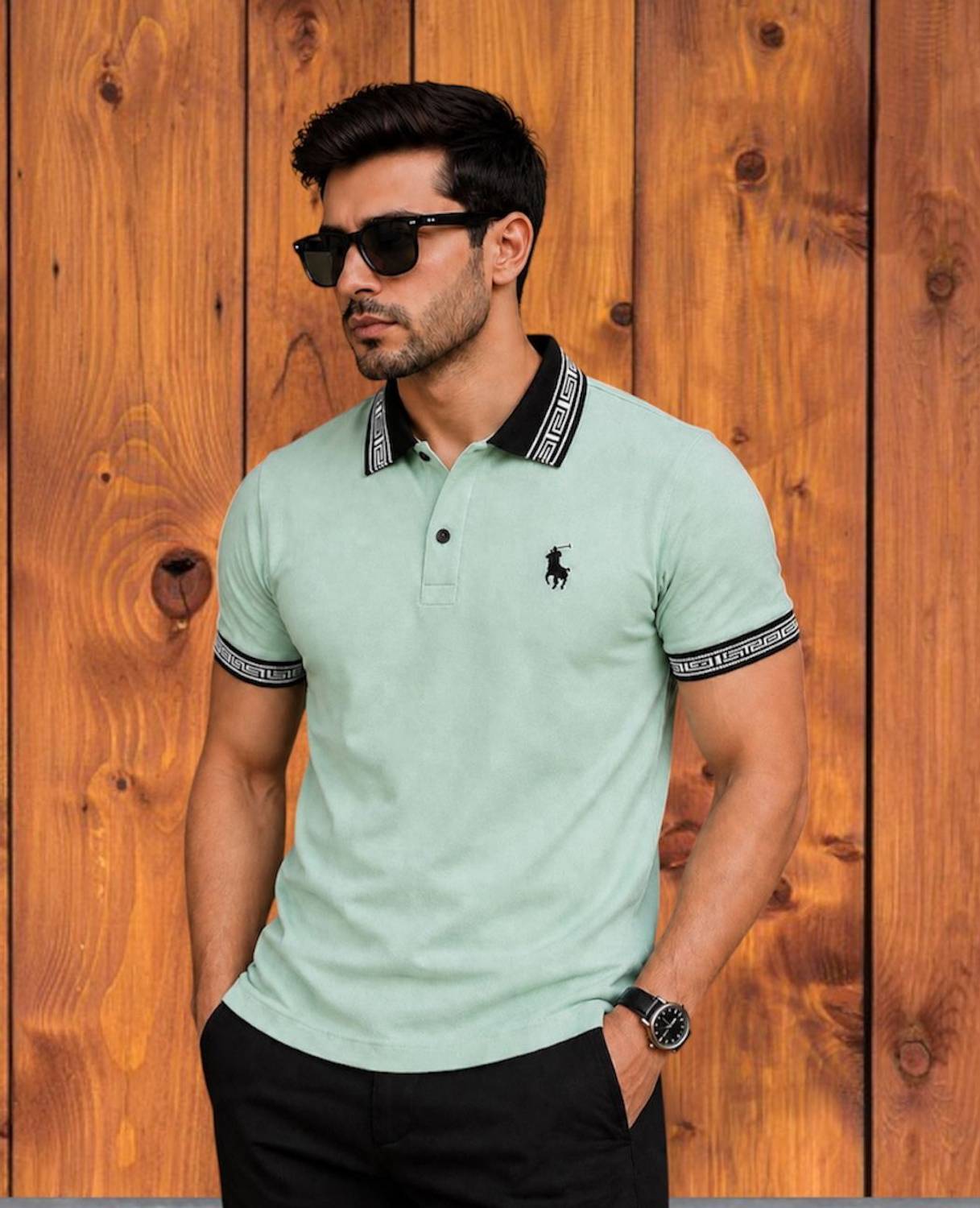 Lionlook Black Polo Neck T-Shirt - Image 3