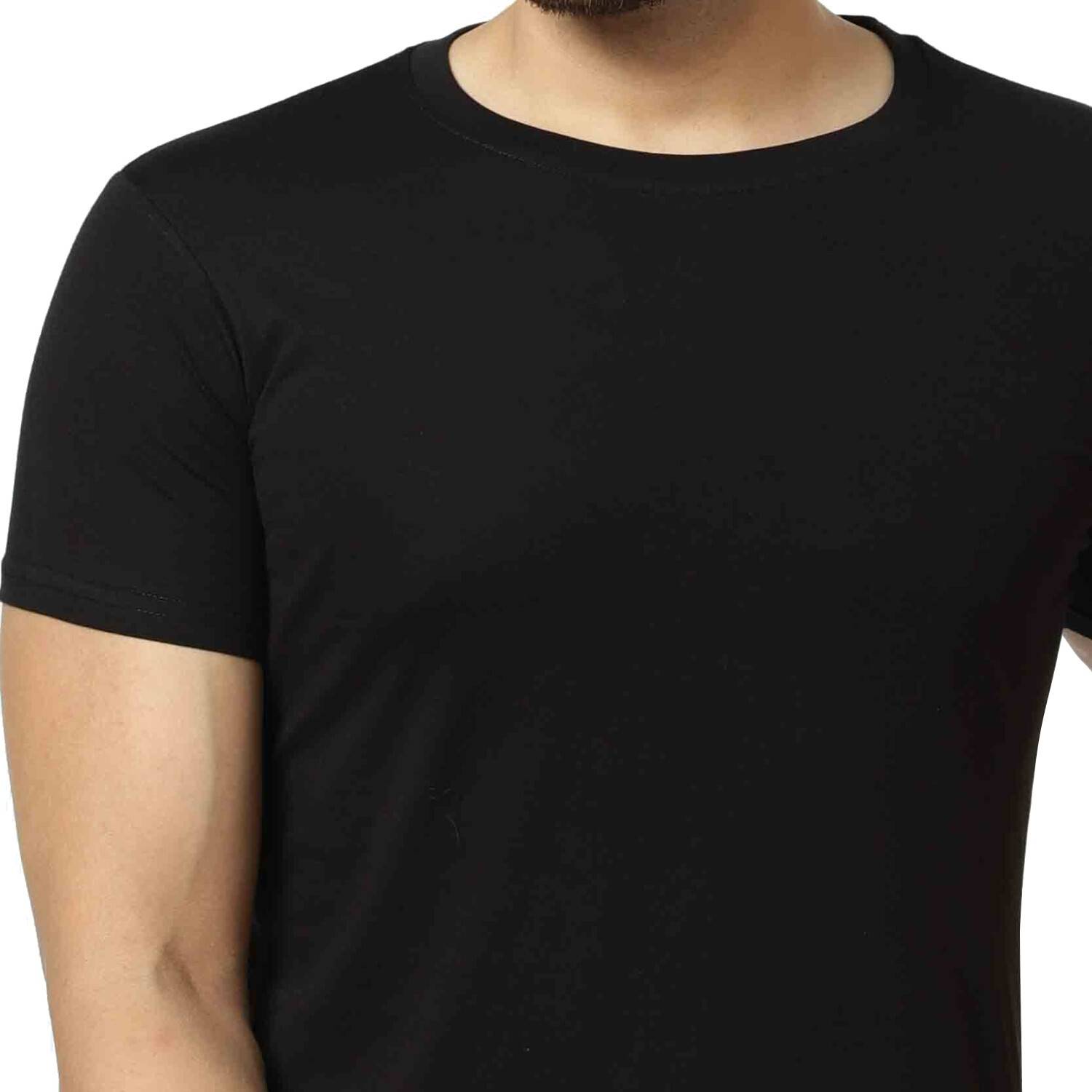 London Hills Solid Men Round Neck Black T-Shirt Pack of 2 - Image 3
