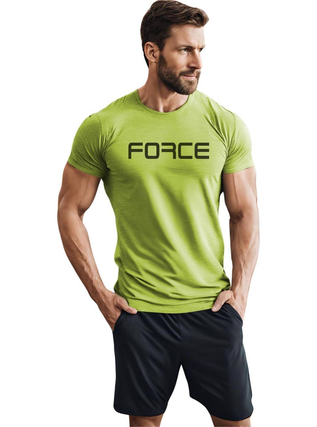 3colors Printed Men Round Neck Green T-Shirt