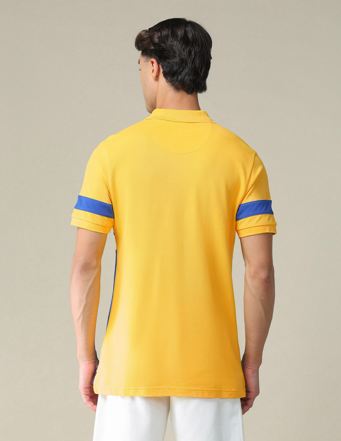 Image of U.S. POLO ASSN. Colorblock Men Polo Neck Yellow T-Shirt