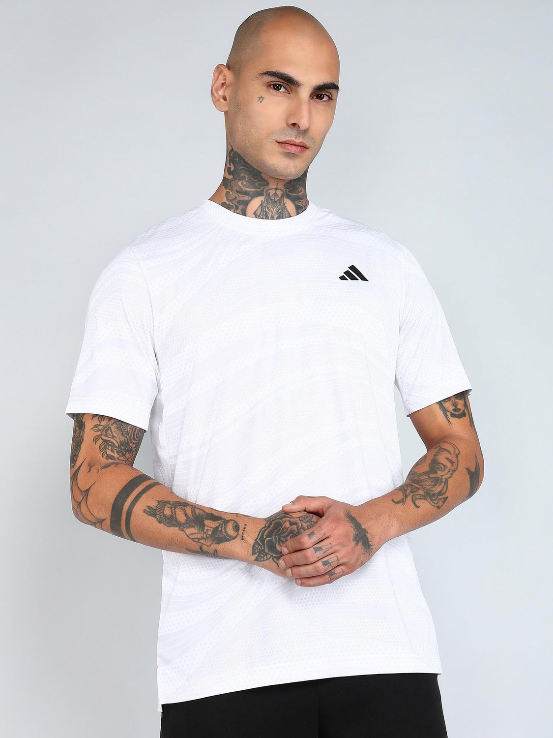 Image of ADIDAS Graphic Print Men Crew Neck White T-Shirt