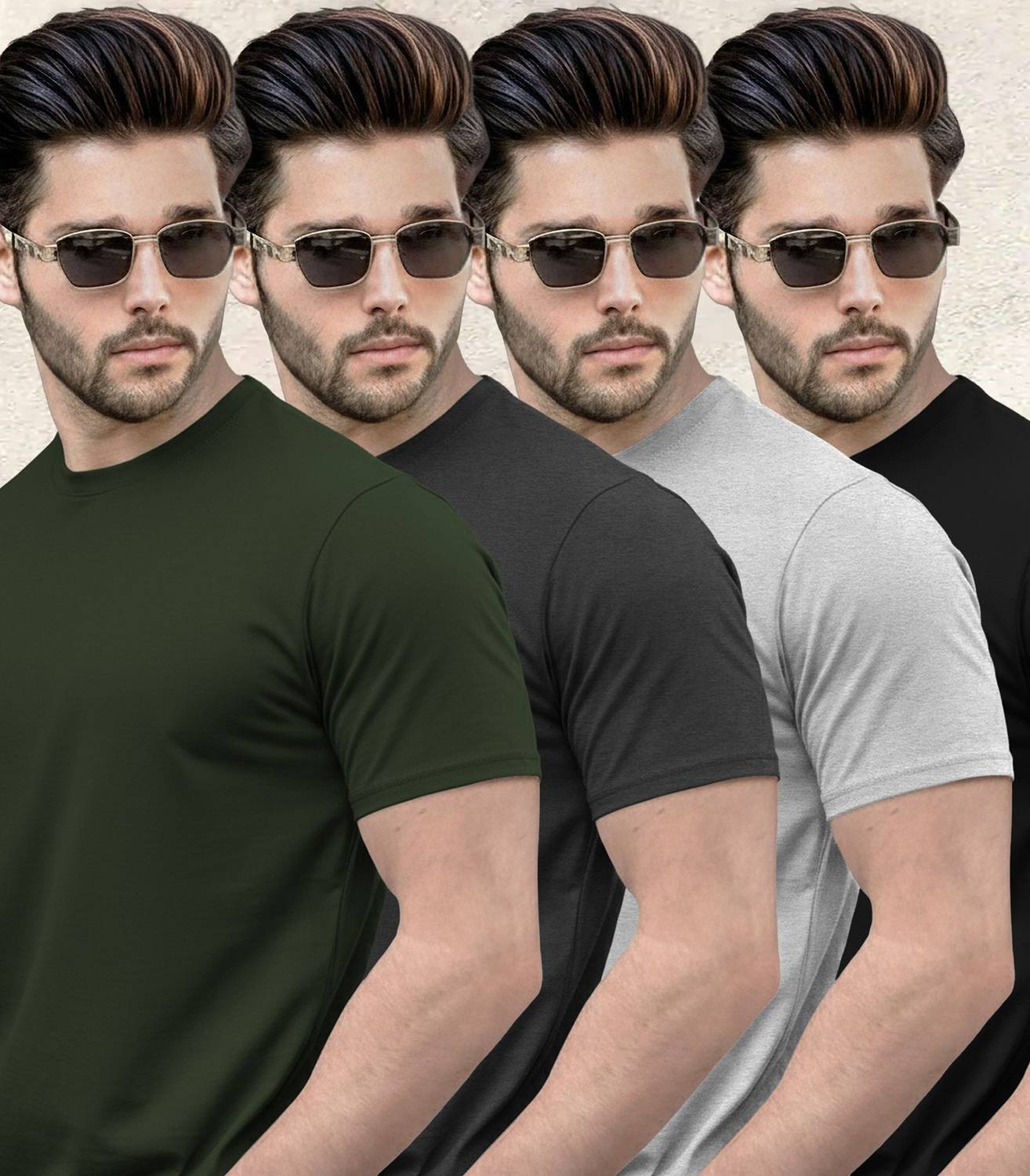 TRIPR Multicolor Men's Round Neck T-Shirt Pack of 4 - Image 4