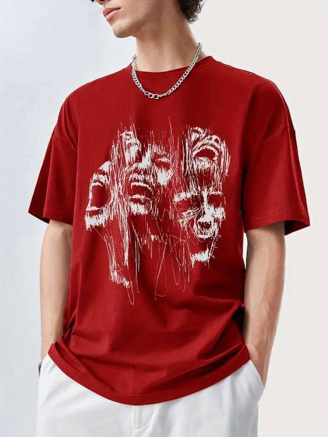 SIXTEENLINES Printed Men Round Neck Red T-Shirt - Buy SIXTEENLINES