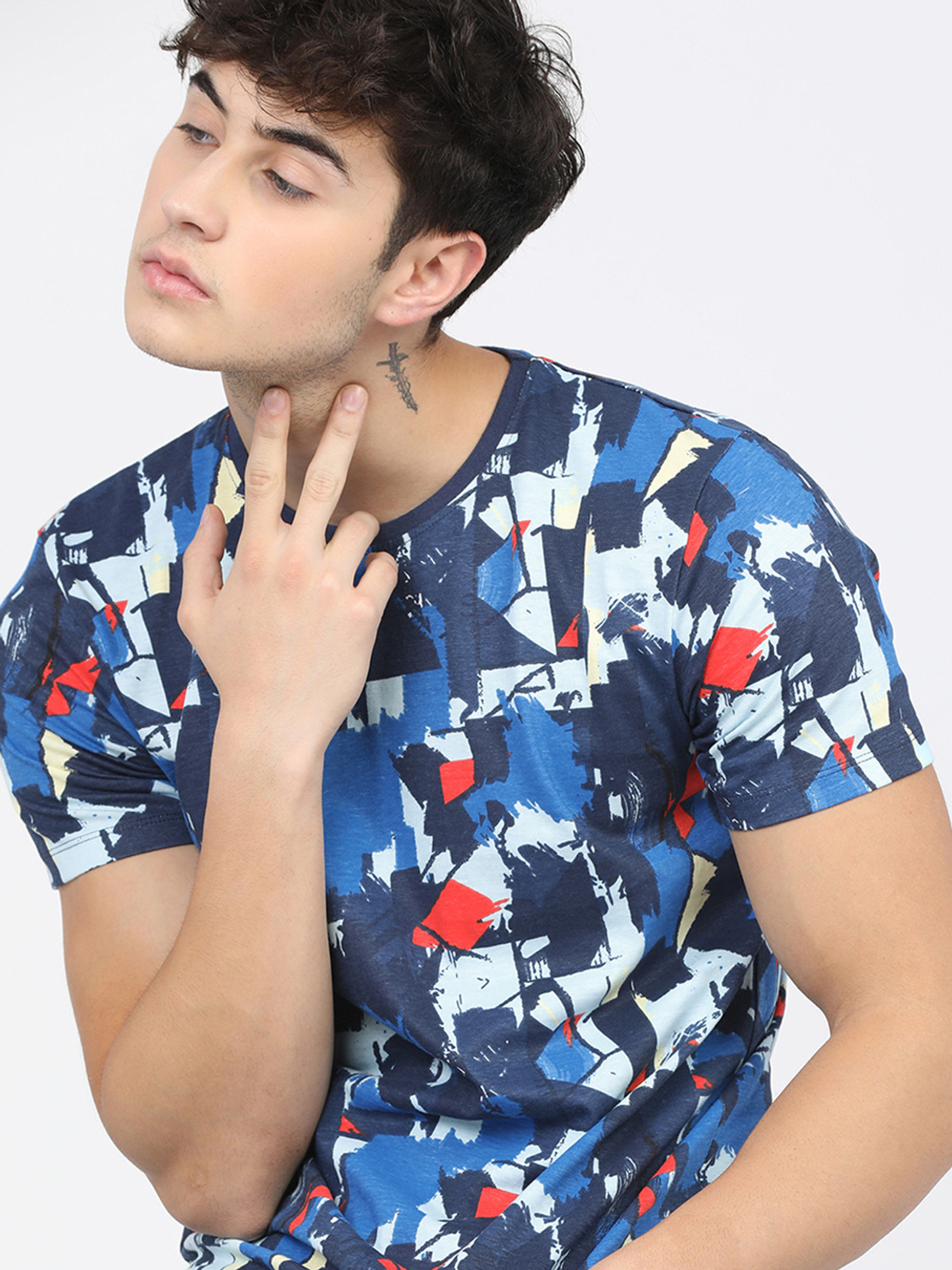 Image of LOCOMOTIVE Printed Men Round Neck Multicolor T-Shirt