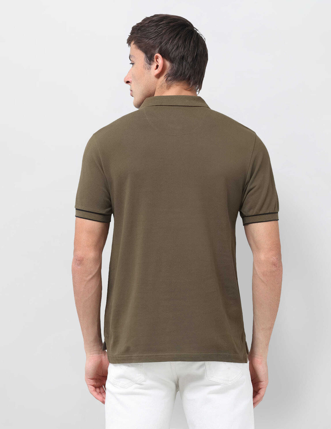 Image of U.S. POLO ASSN. Solid Men Polo Neck Green T-Shirt