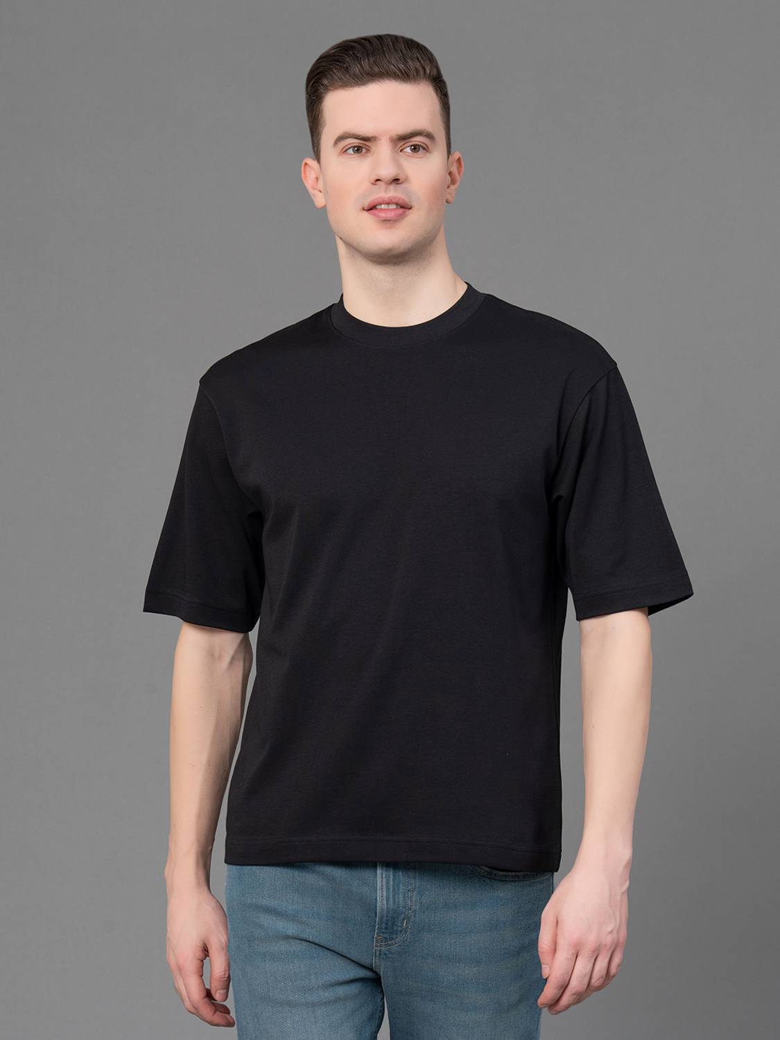RED TAPE Men Black Round Neck T-Shirt - Image 1