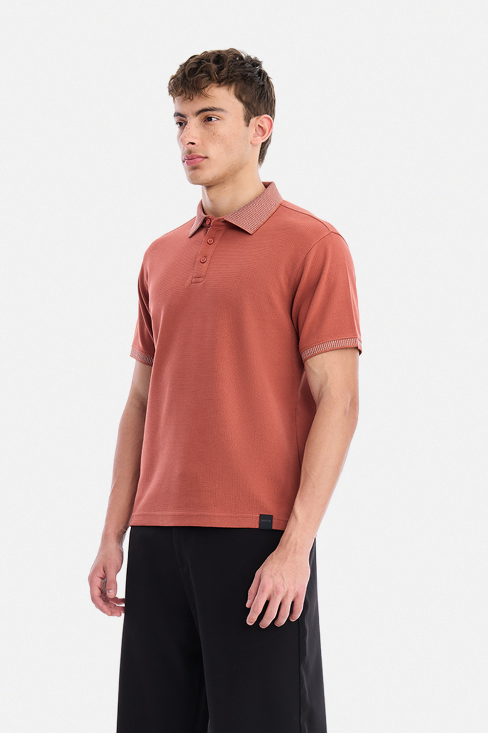 Image of Snitch Self Design Men Polo Neck Orange T-Shirt