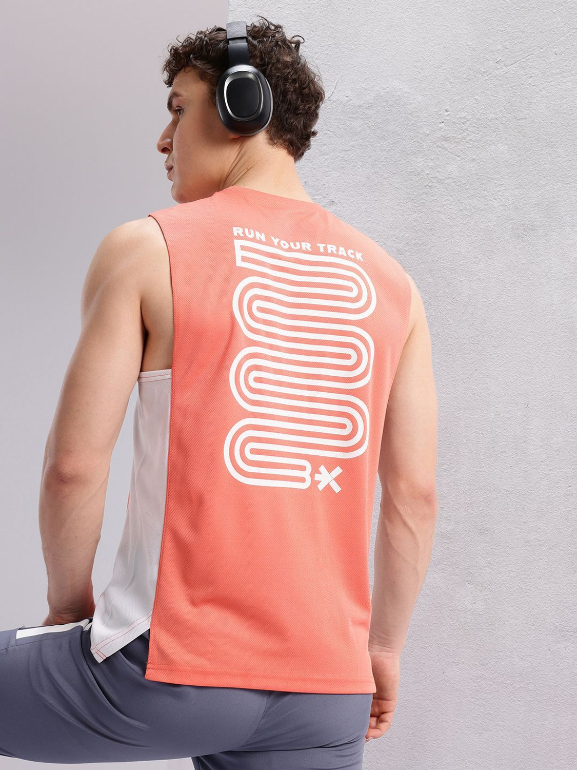 Image of HRX by Hrithik Roshan Printed Men Round Neck Orange T-Shirt