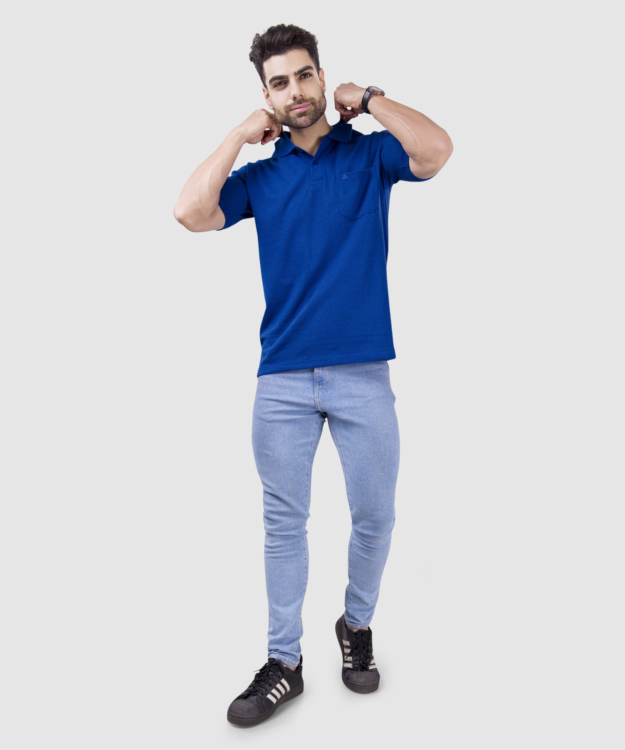 Image of M2HIT Solid Men Polo Neck Blue, Maroon T-Shirt