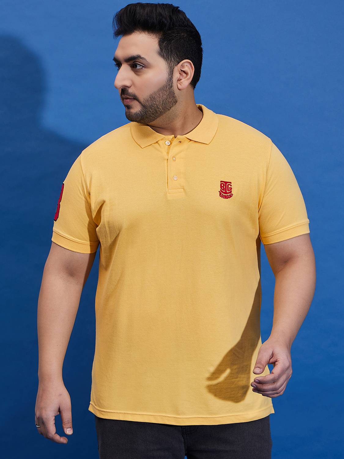 bigbanana Solid Men Polo Neck Yellow T-Shirt