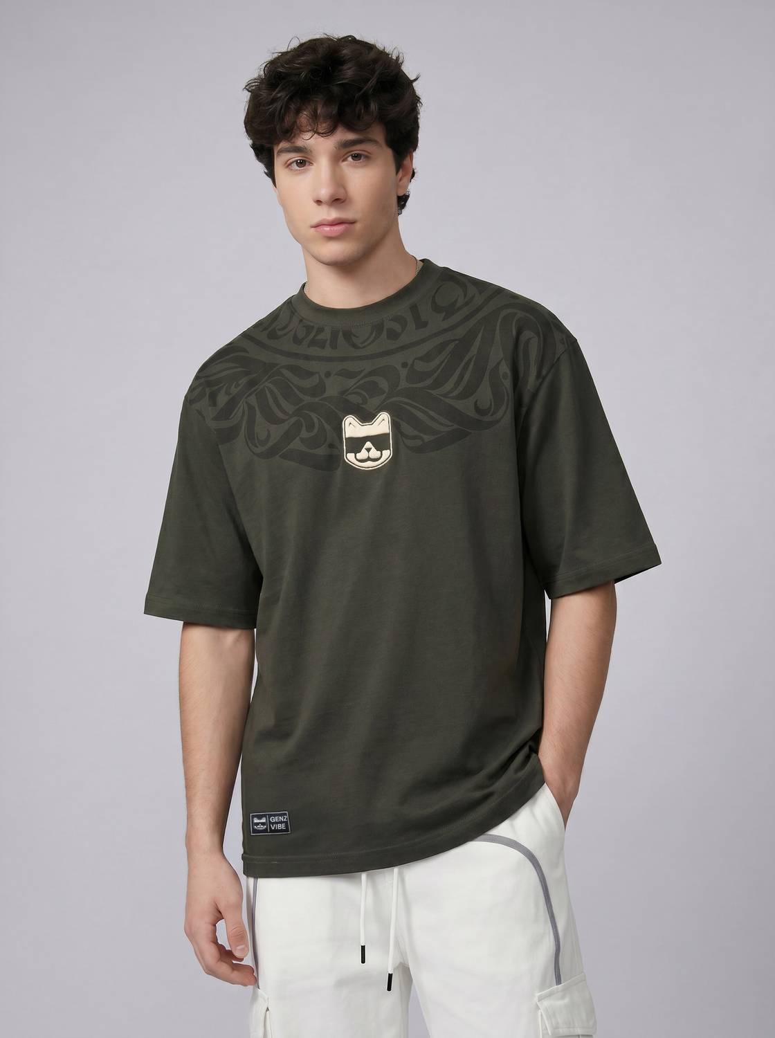 Glitchez Green Round Neck T-Shirt - Image 1
