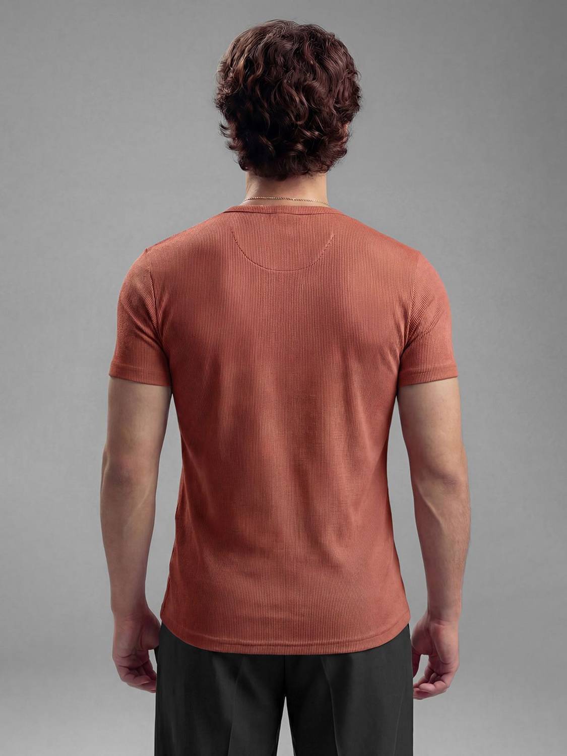 FUGAZEE Solid Men Henley Neck Red T-Shirt - Image 4