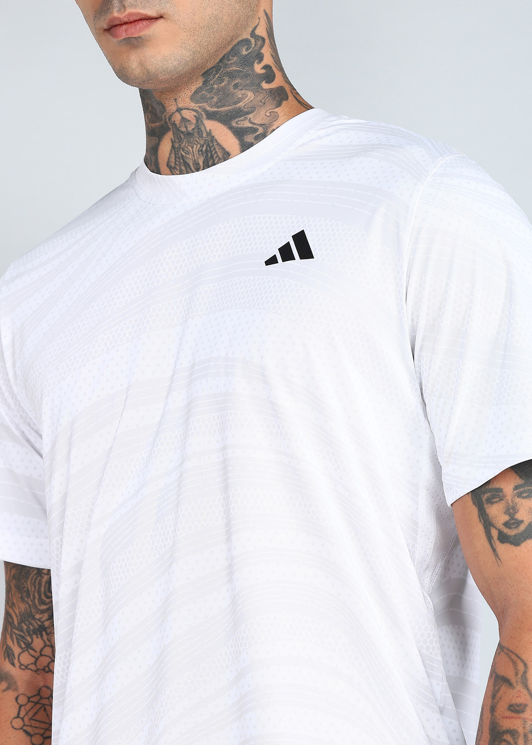 Image of ADIDAS Graphic Print Men Crew Neck White T-Shirt