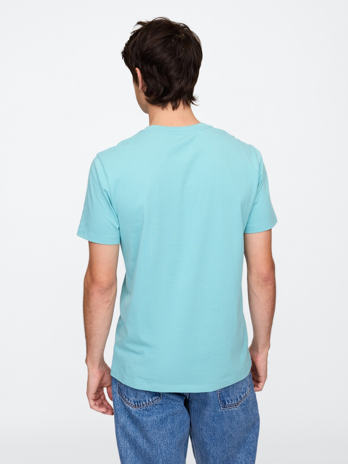 Image of GAP Printed Men Round Neck Blue T-Shirt