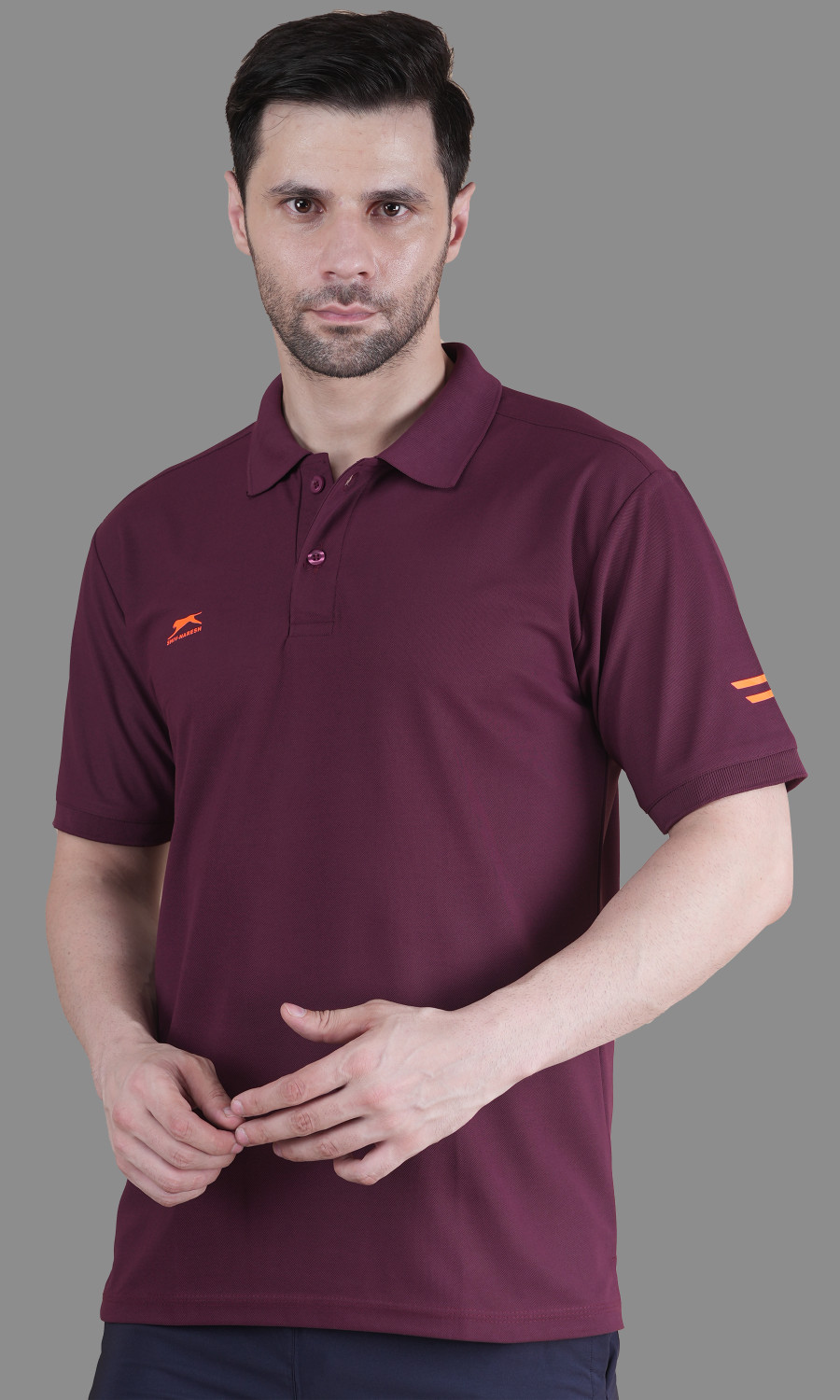 Image of Shiv Naresh Solid Men Polo Neck Maroon T-Shirt