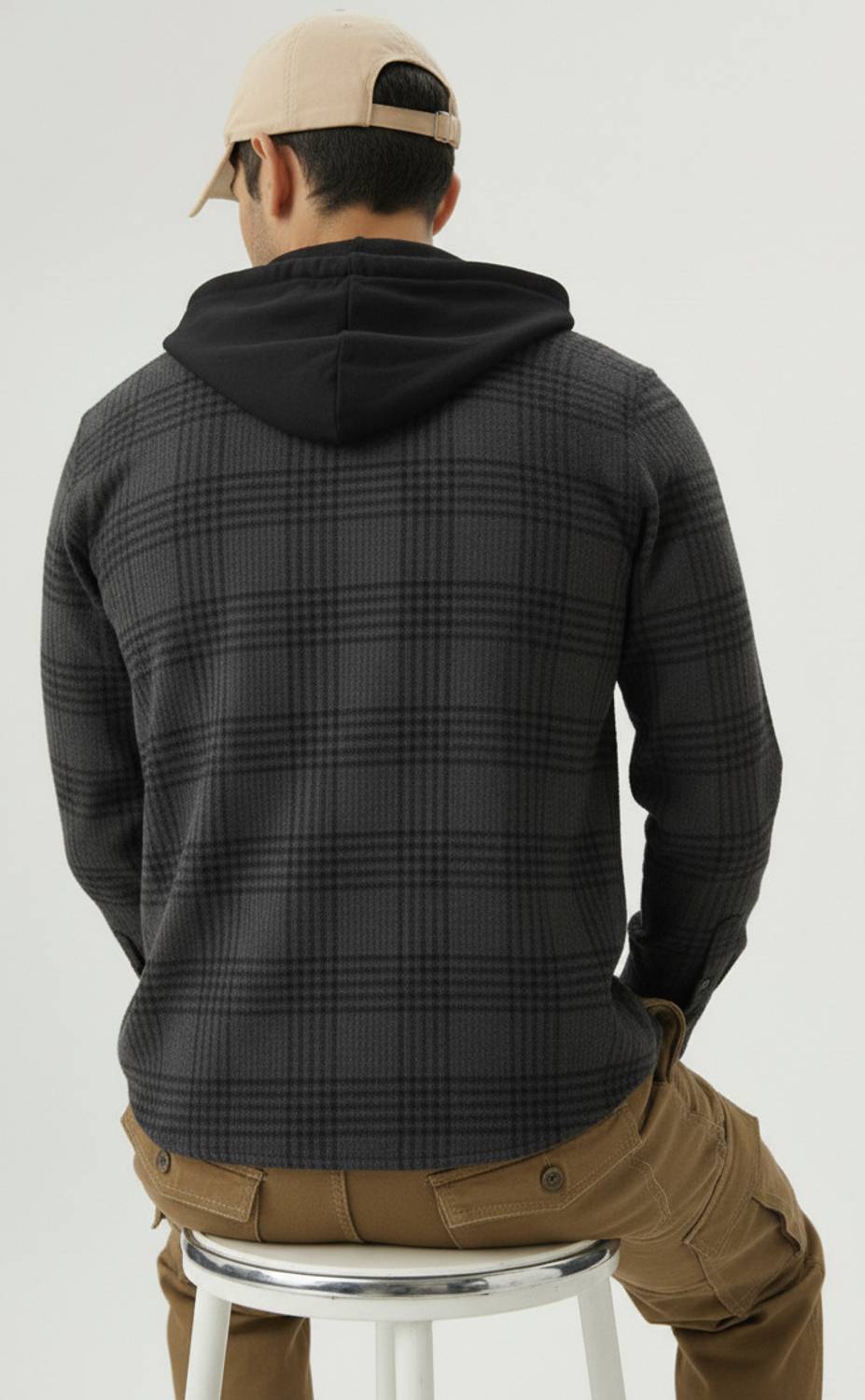 GLOBAL NOMAD Men Black Hooded Neck T-Shirt - Image 2