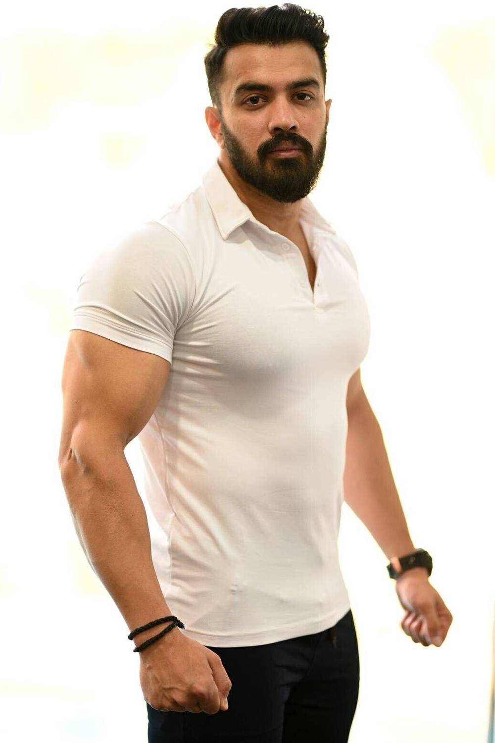 FuaarK Solid Men Polo Neck White T-Shirt - Image 4