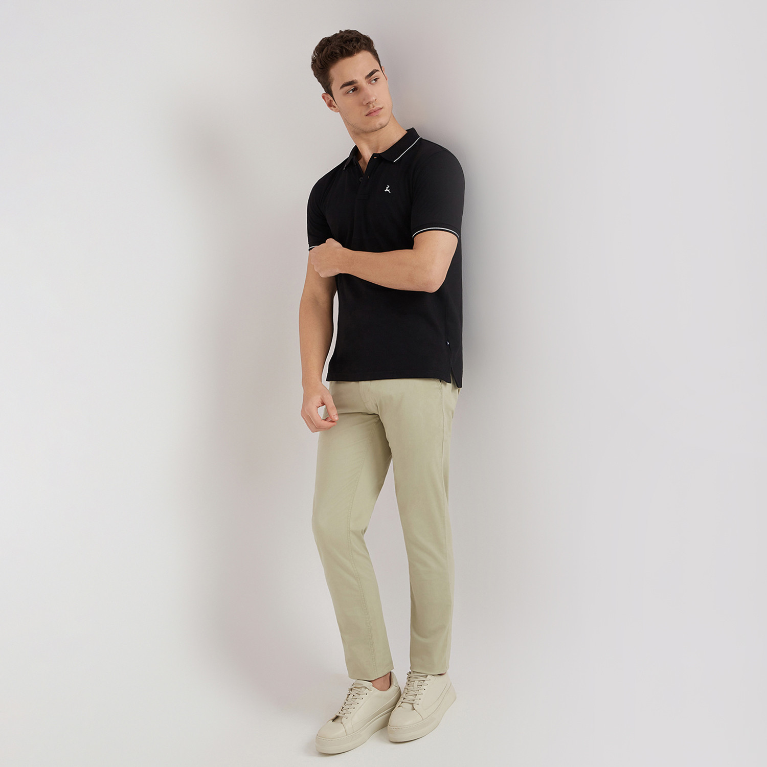 Image of PARX Solid Men Polo Neck Black T-Shirt