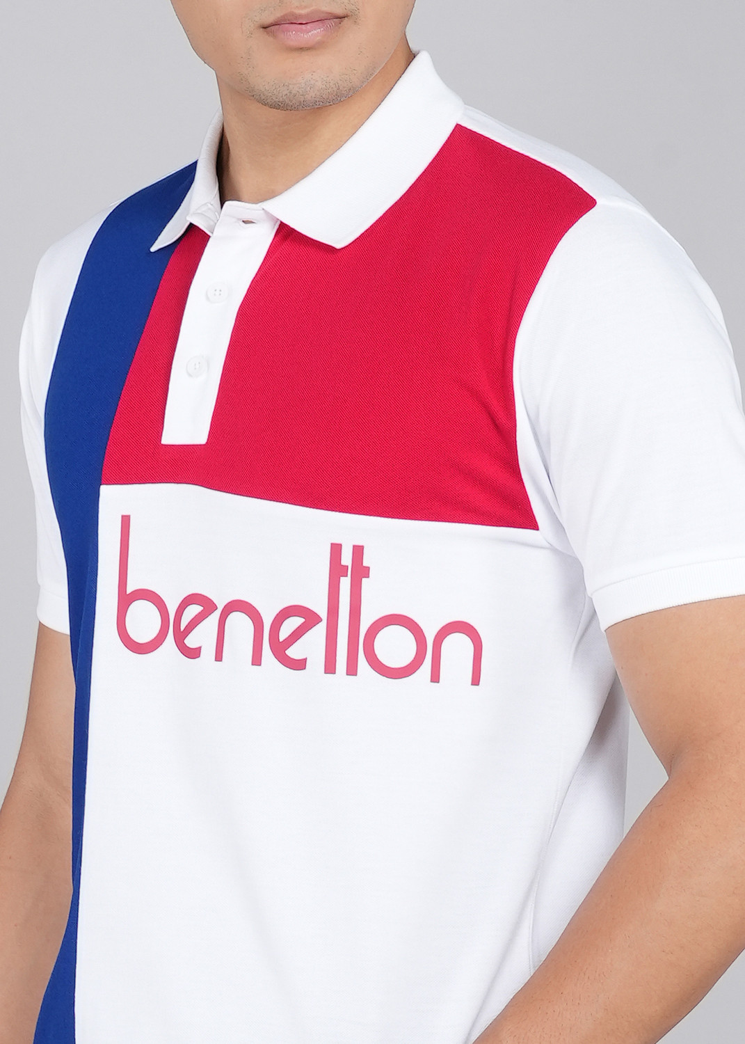 Image of United Colors of Benetton Colorblock Men Polo Neck Multicolor T-Shirt