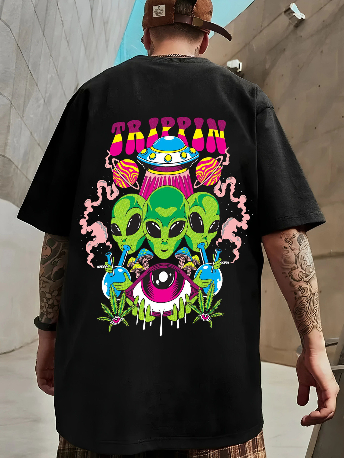 Image of Manlino Graphic Print Men Round Neck Black T-Shirt