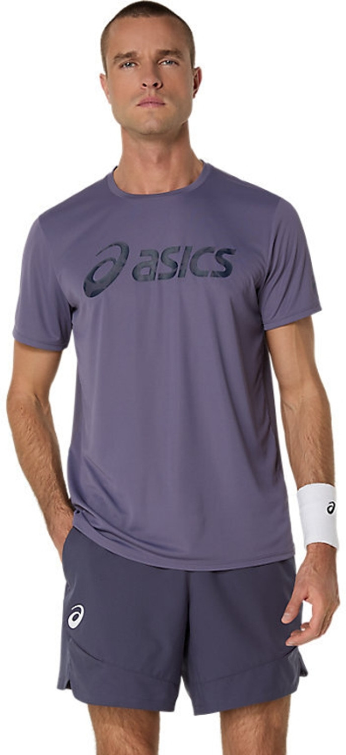 Image of Asics Sporty Men Round Neck Purple T-Shirt