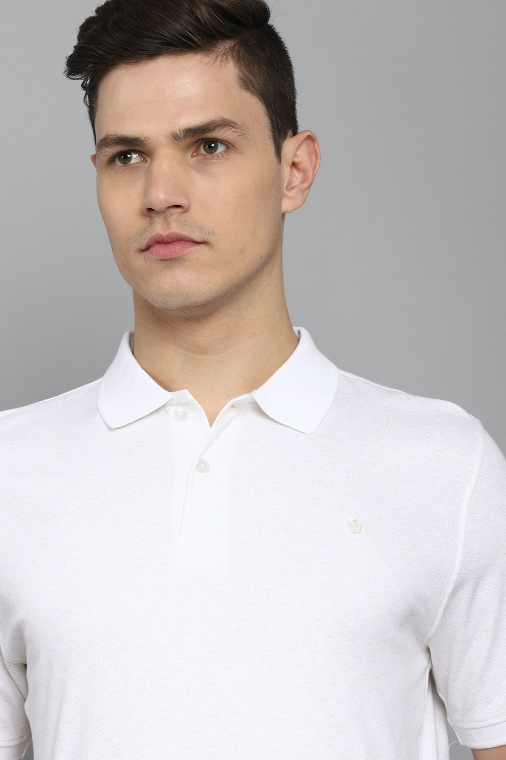 Image of LOUIS PHILIPPE Solid Men Polo Neck White T-Shirt