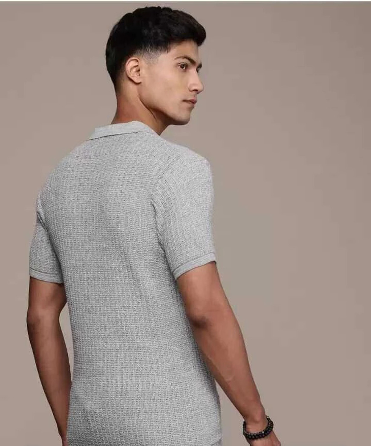 Image of Roadster Solid Men Polo Neck Grey T-Shirt