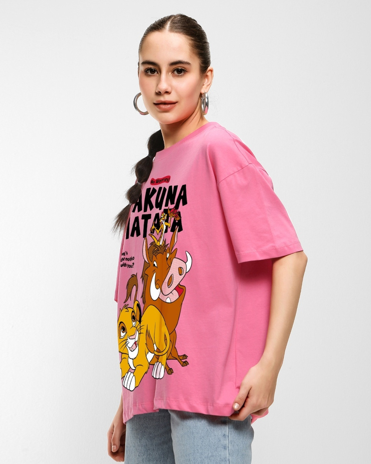 Image of BEWAKOOF Graphic Print Women Round Neck Pink T-Shirt