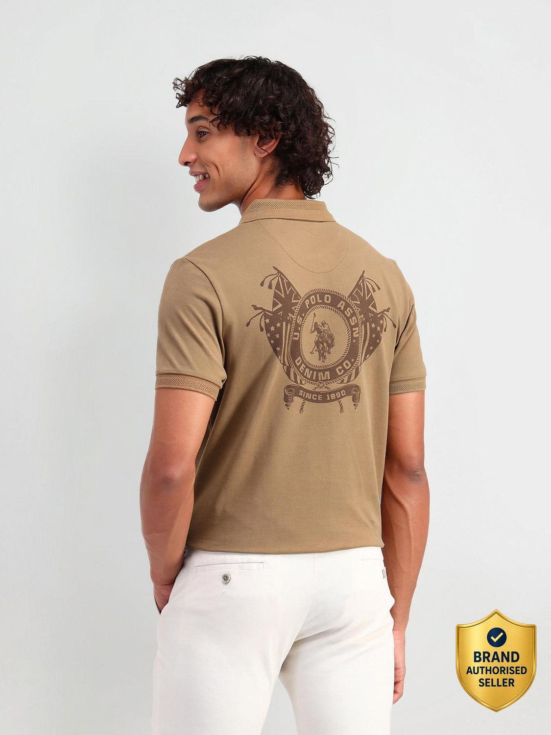 U.S. POLO ASSN. Graphic Print Men Polo Neck Brown T-Shirt