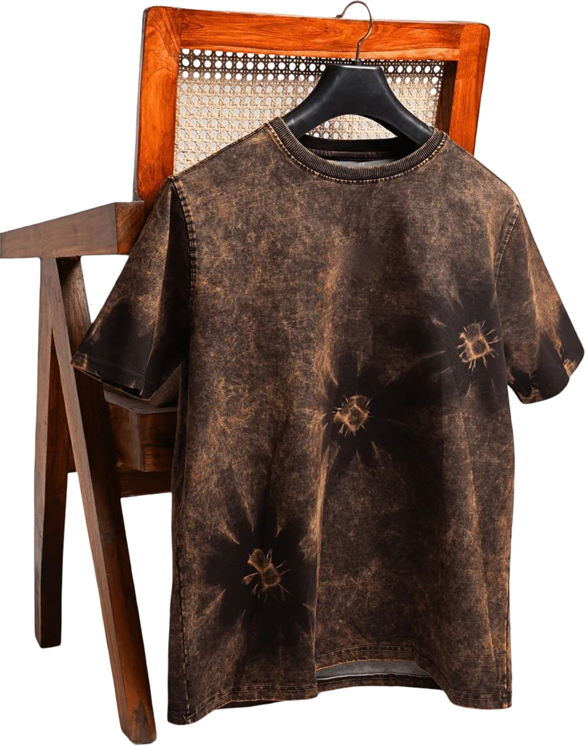 Image of Urban Drake Washed, Tie & Dye Men Round Neck Brown T-Shirt