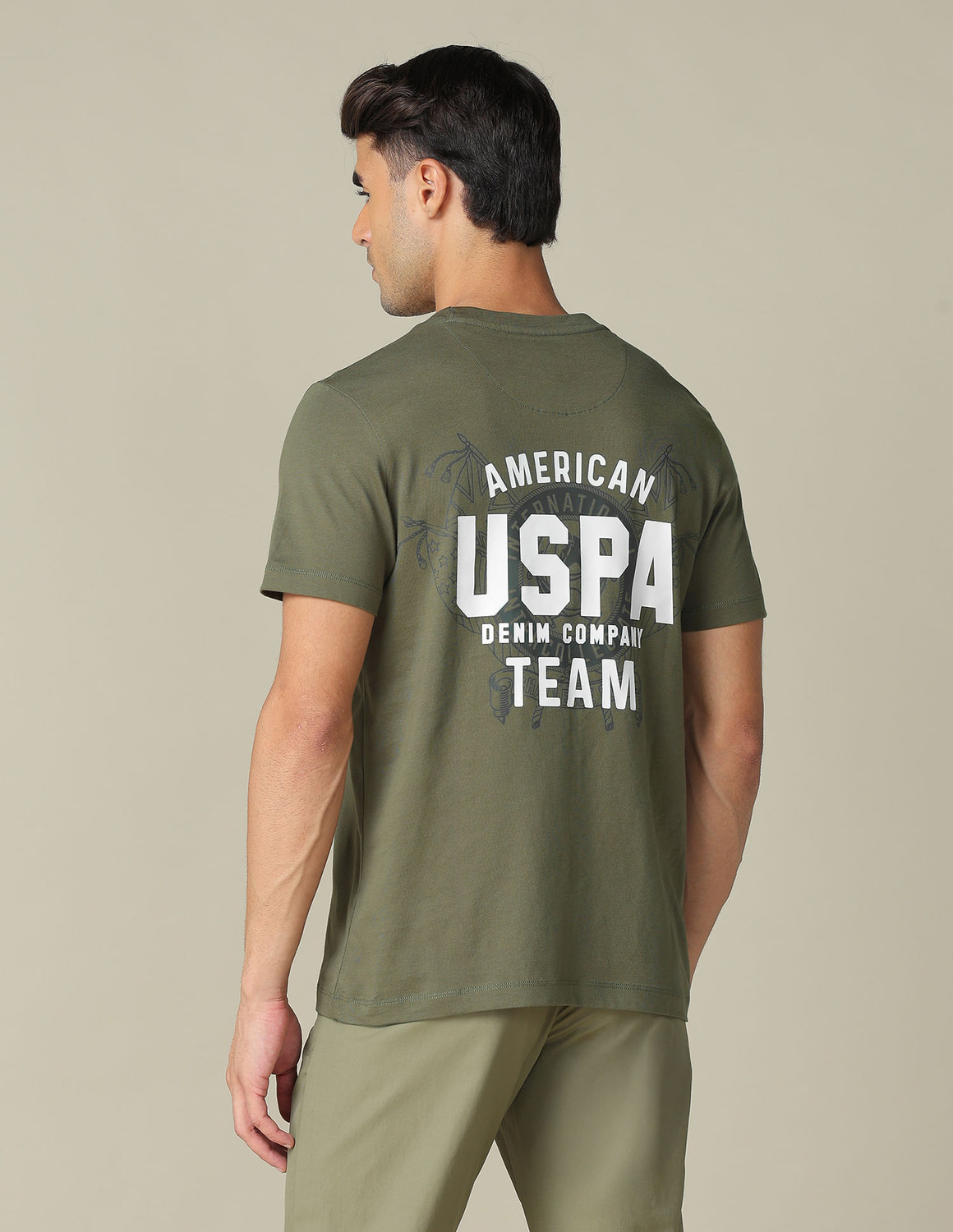 Image of U.S. Polo Assn. Denim Co. Graphic Print Men Crew Neck Green T-Shirt