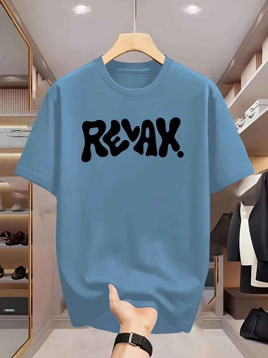 Manly Tees Printed Men Round Neck Light Blue T-Shirt
