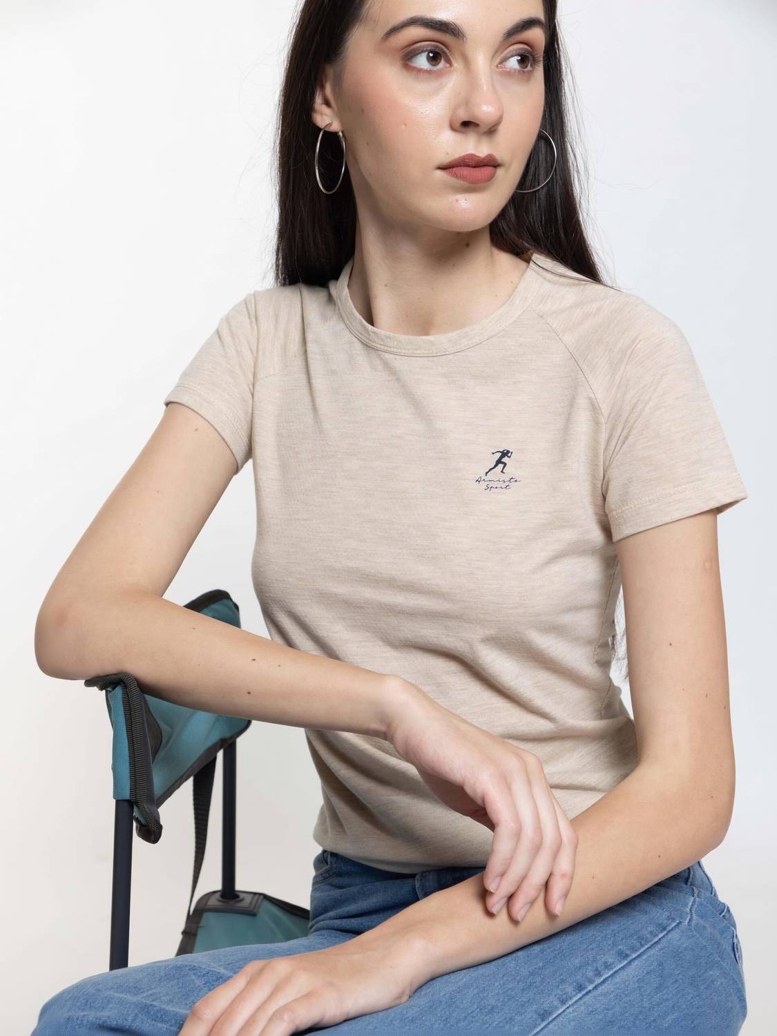 ARMISTO Solid Women Round Neck Beige T-Shirt