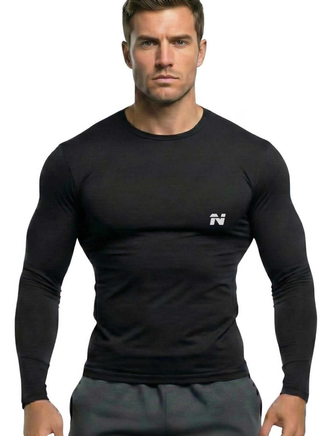 Image of NINQ Solid Men Round Neck Black T-Shirt