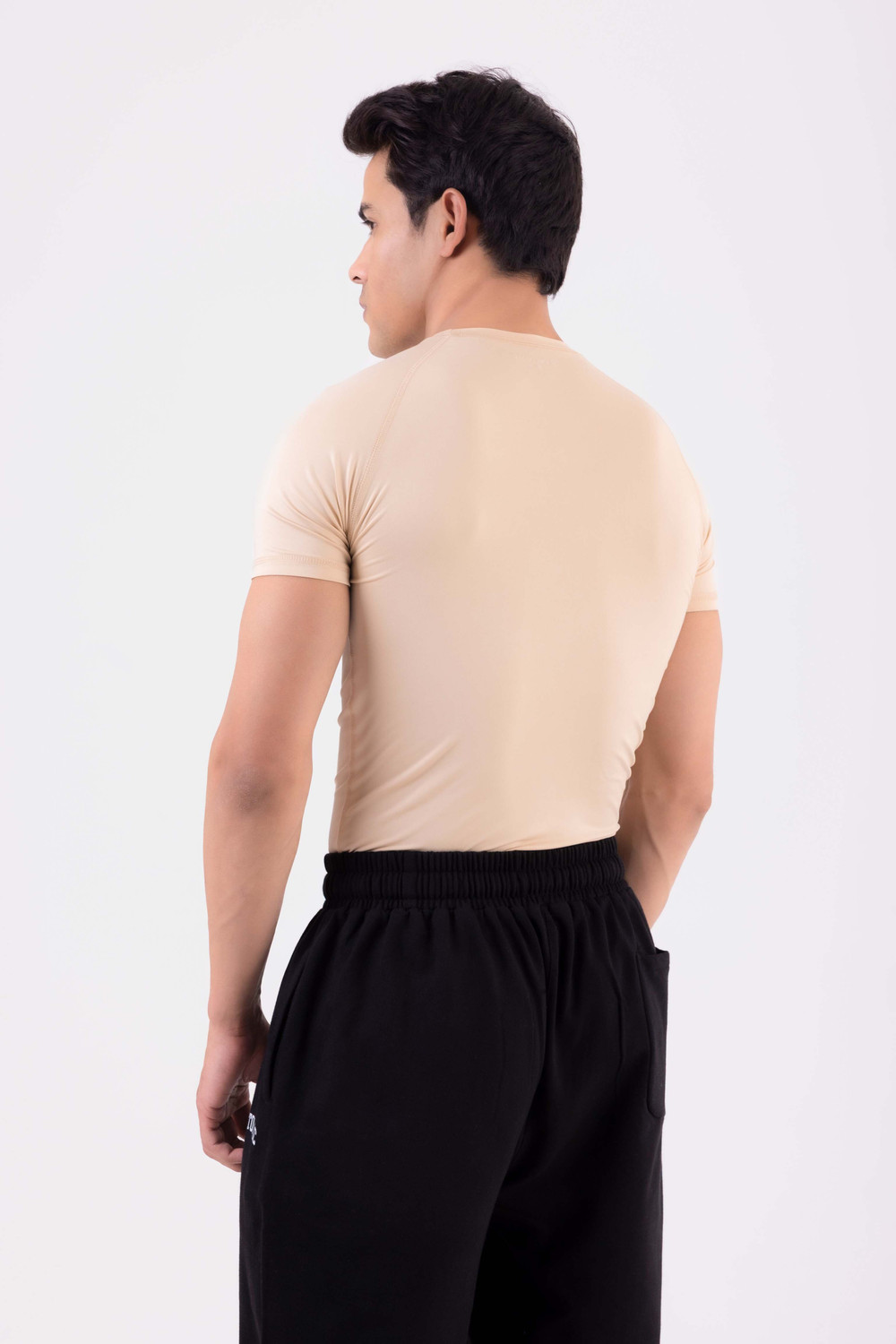 Image of COITONIC Printed Men Round Neck Beige T-Shirt