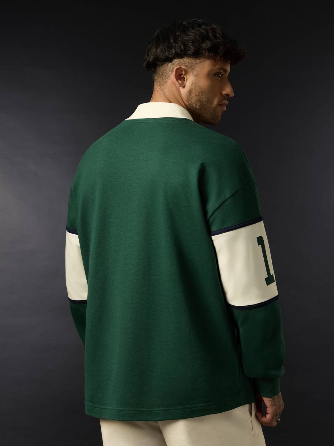 The Souled Store Embroidered Men Polo Neck Dark Green T-Shirt - Image 2