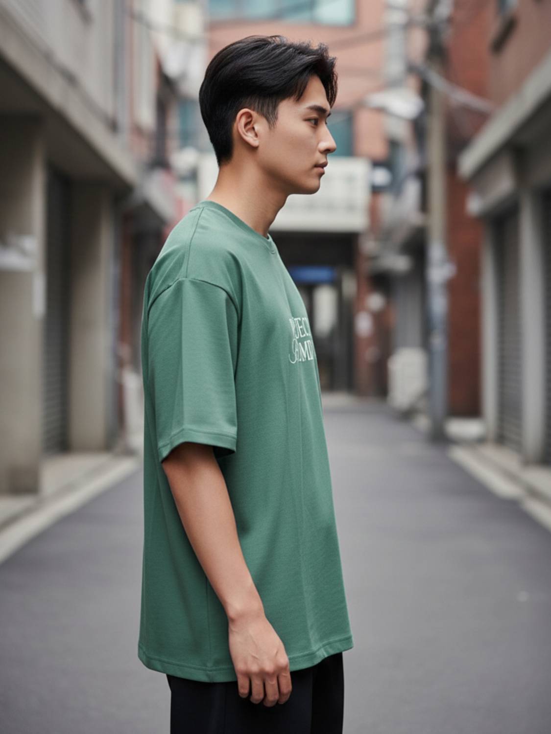 Jump Cuts Men Green White Round Neck T-Shirt - Image 3