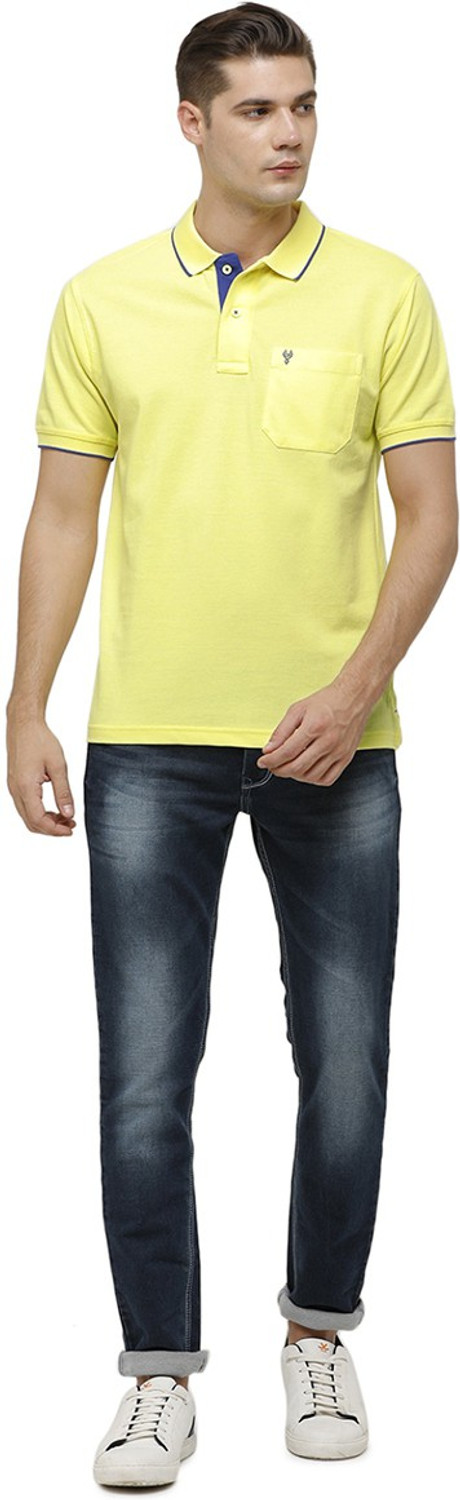 Image of Classic Polo Solid Men Polo Neck Yellow T-Shirt