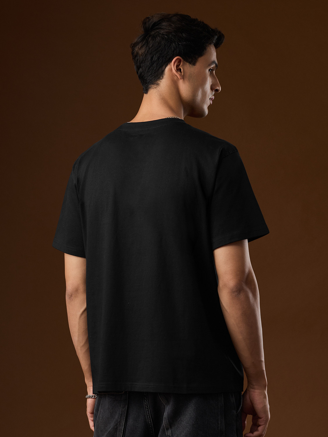 Image of The Souled Store Cartoon Men Round Neck Black T-Shirt